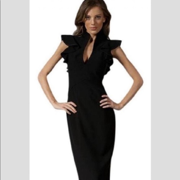 Black Halo Dresses & Skirts - Black Halo Navy Blue Flutter Sleeve Dress 4